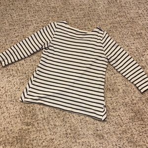 LOFT Navy Striped Crew Neck with Open Back